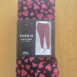 Torrid Black Leggings with Pink Heart Pattern